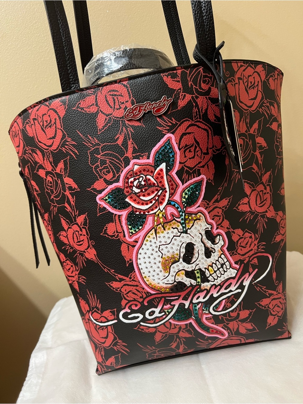 Ed Hardy Rose Skull Tote / hand Bag NWT - Picture 4 of 13